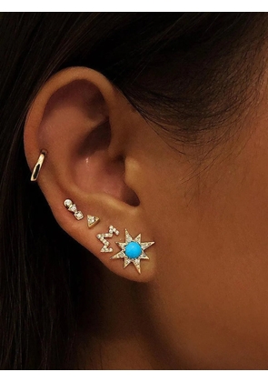 Anzie 14K yellow gold Turquoise Mini Starburst diamond stud earrings