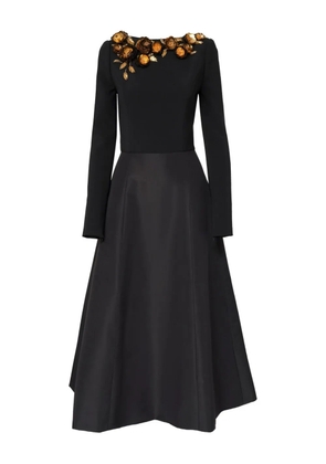 Carolina Herrera floral-embroidered midi dress - Black