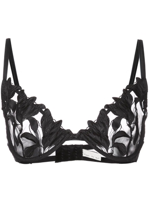 Fleur Du Mal Lily Lace Plunge Demi bra - Black