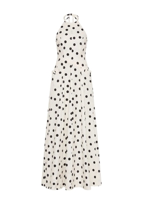 Rebecca Vallance halterneck polka dot maisie maxi dress - White