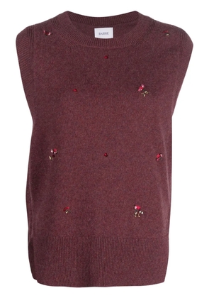 Barrie floral-embroidery cashmere jumper - Red
