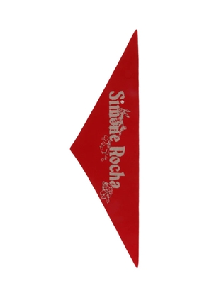 Simone Rocha pearl-embellished logo scarf - Red