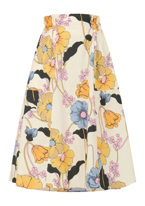 Marni flared floral midi skirt - Neutrals