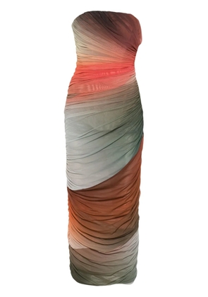 The Attico ruched-detail gradient midi dress - Multicolour