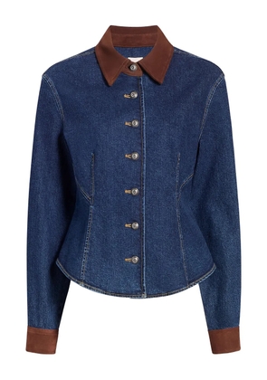 Cinq A Sept Combo Autum buttoned-suede shirt - Blue