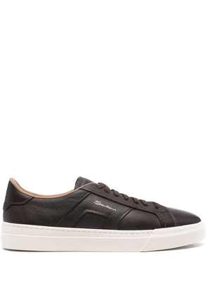 Santoni lace-up leather sneakers - Brown