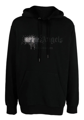 Palm Angels rhinestone-embellished logo print hoodie - Black