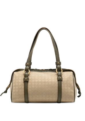 Bottega Veneta Pre-Owned 2000-2007 Leather Trimmed Satin Intrecciato boston bag - Brown