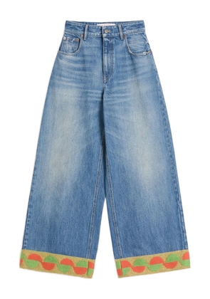 Valentino Garavani jacquard-trim jeans - Blue