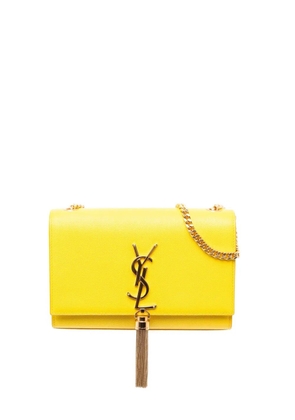 Saint Laurent Pre-Owned 2018 Small Grain de Poudre Monogram Kate Tassel crossbody bag - Yellow