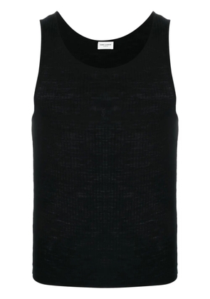 Saint Laurent logo-embroidered ribbed tank top - Black