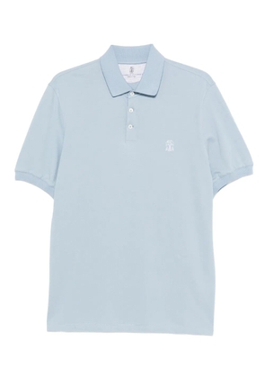 Brunello Cucinelli embroidered cotton polo shirt - Blue