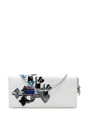 Christian Dior Pre-Owned 2015 Leather Patch Embellished Clutch on Chain crossbody bag - White