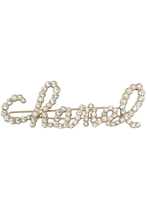 CHANEL Pre-Owned 2021 faux-pearl logo-lettering hair barrette - Gold