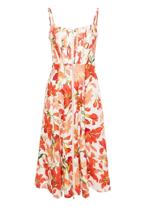ZIMMERMANN floral-print linen midi dress - Red