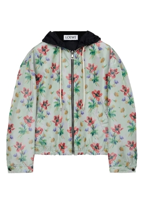LOEWE reversible floral-print hooded jacket - Green