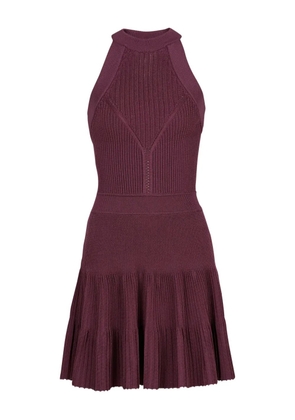 Balmain openwork-ribbed-knit mini dress - Purple