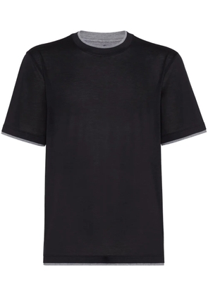 Brunello Cucinelli layered-effect silk-cotton T-shirt - Black