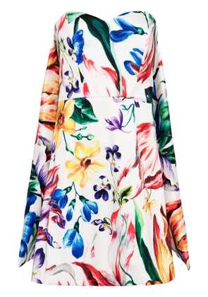 Marchesa Notte Mikado floral-print mini dress - White