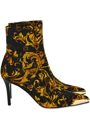 Versace Jeans Couture 90mm Baroque-print stiletto boots - Black