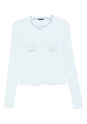 Balenciaga ruffle trim bow cardigan - Blue