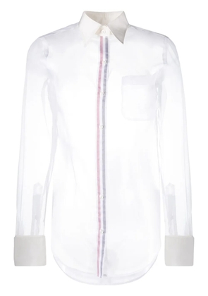 Thom Browne RWB-placket transparent silk shirt - White