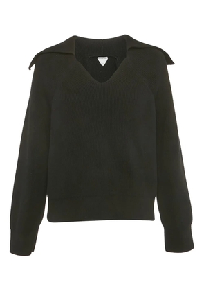 Bottega Veneta Pre-Owned ribbed-knit wide-collar sweater - Black