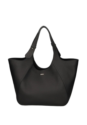BOSS large logo-lettering leather tote bag - Black