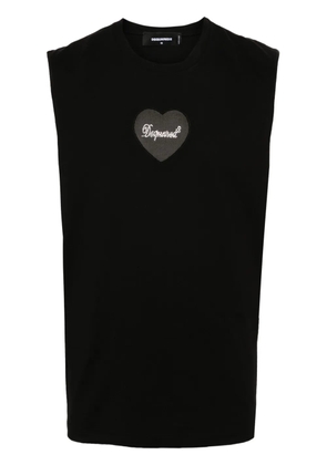 DSQUARED2 rhinestone-logo cotton top - Black