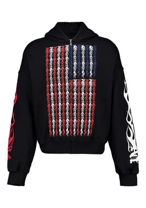 Palm Angels Flames Flag zip-up hoodie - Black