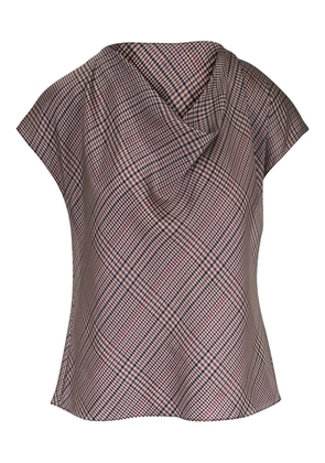 Vince plaid-pattern cowl-neck top - Neutrals
