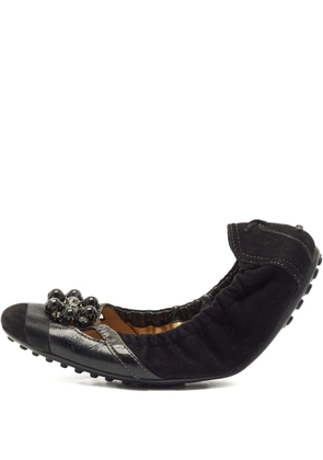 Tod's Vintage beaded panelled ballet flats - Black