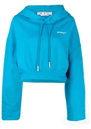 Off-White cropped logo-print hoodie - Blue