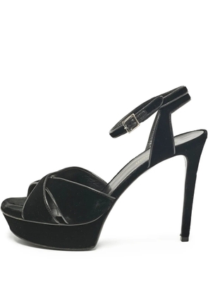 Saint Laurent Pre-Owned 110mm velvet platform sandals - Black
