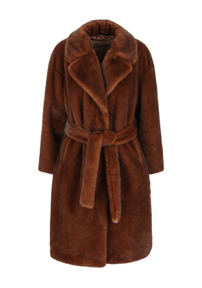 Herno faux-fur belted coat - Brown