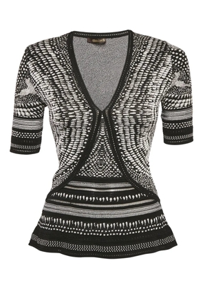 Roberto Cavalli Vintage V-neck jacquard T-shirt - Black