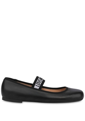 Love Moschino logo-strap ballet flats - Black