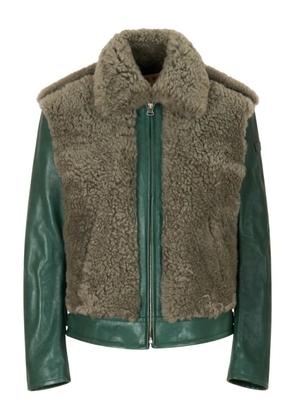 Marni leather contrast-shearling jacket - Green