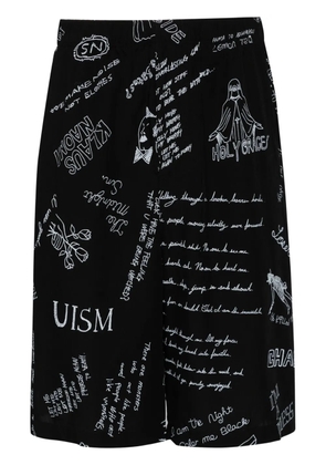 Undercover graphic-print wide-leg shorts - Black