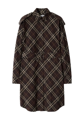Burberry check-pattern flannel shirt dress - Brown