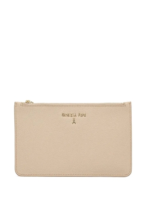 Patrizia Pepe logo-lettering clutch bag - Neutrals