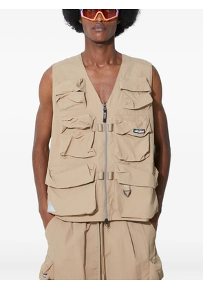 MANASTASH multi-pocket mesh-panel vest - Neutrals