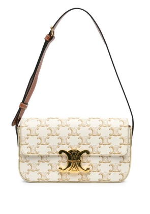 Celine Pre-Owned 2021 Triomphe Coated Canvas Claude shoulder bag - White