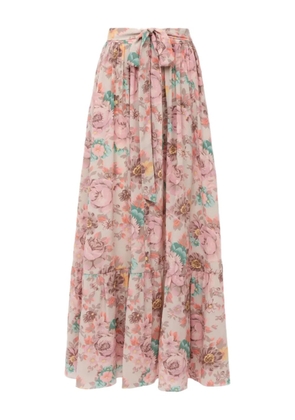 Chloé floral-print ruffled beach skirt - Neutrals