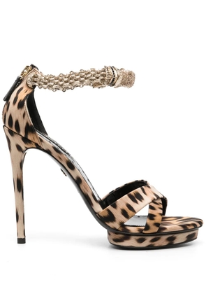 Roberto Cavalli 125mm leopard-print sandals - Neutrals