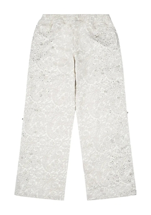 BIRTH OF ROYAL CHILD Cashew Blossom Pearl embellished brocade track pants - Grey