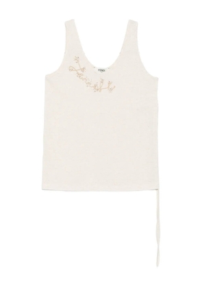 FENDI embellished tank top - Neutrals