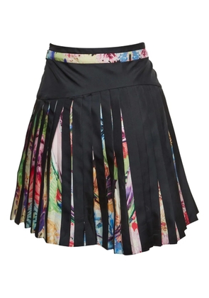 Roberto Cavalli Vintage Pre-owned pleated floral-panel skirt - Blue