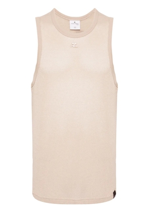 Courrèges logo-embroidered mesh top - Neutrals