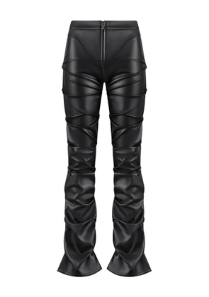 Manière De Voir Caroline tacked leather flared trousers - Black